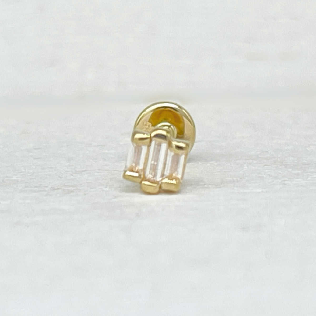 Baguette Helix, Tragus, Conch Earring | 14k Gold Flat Back Cartilage Piercing Studs from Two of Most