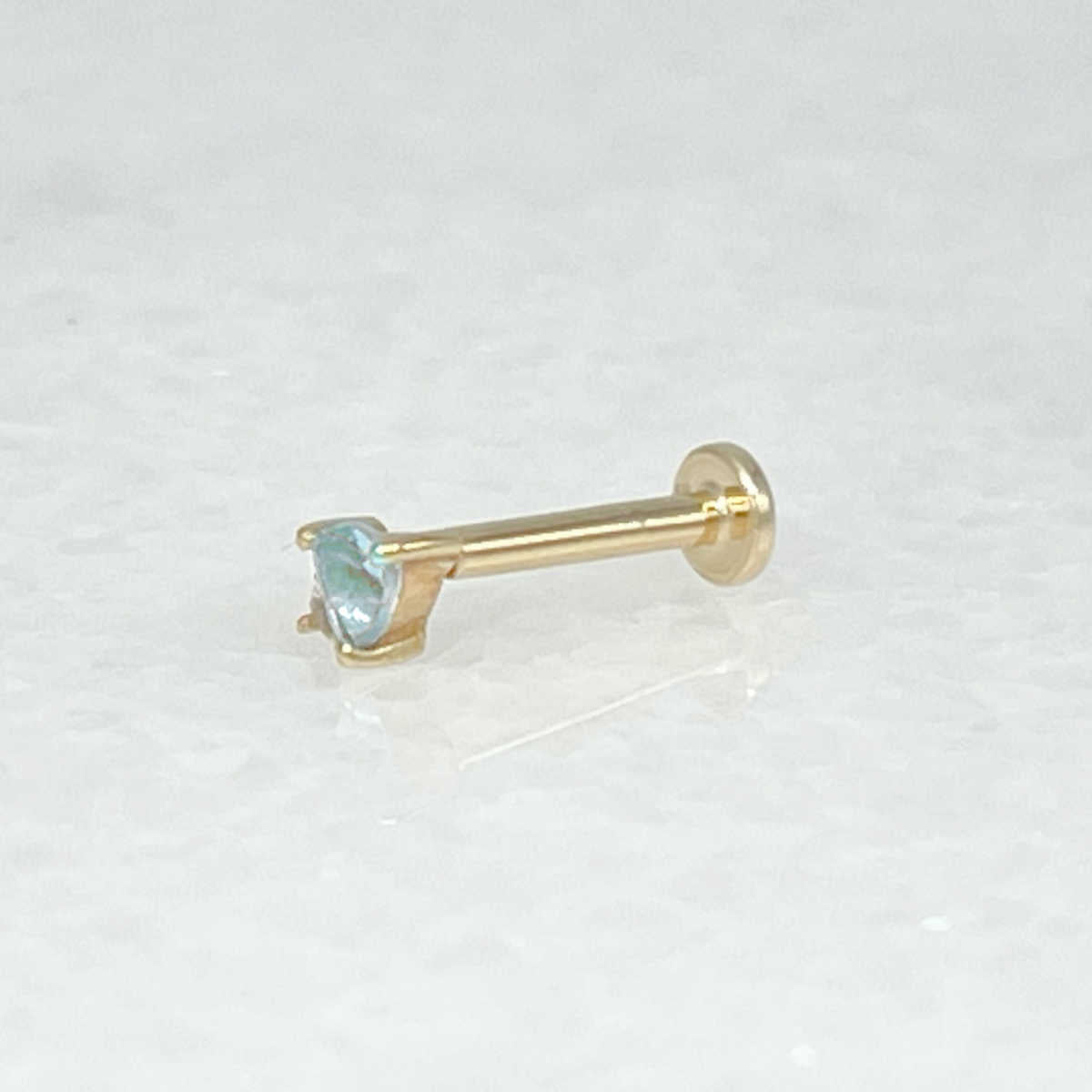 Blue Topaz Flat Back Gold Cartilage Earring