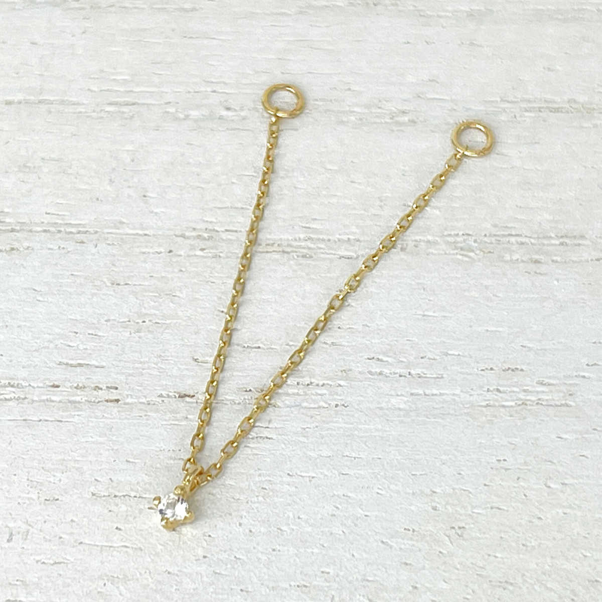 Double Piercing Connector Chain, Gold & Gemstone Earring Charm from Two of Most