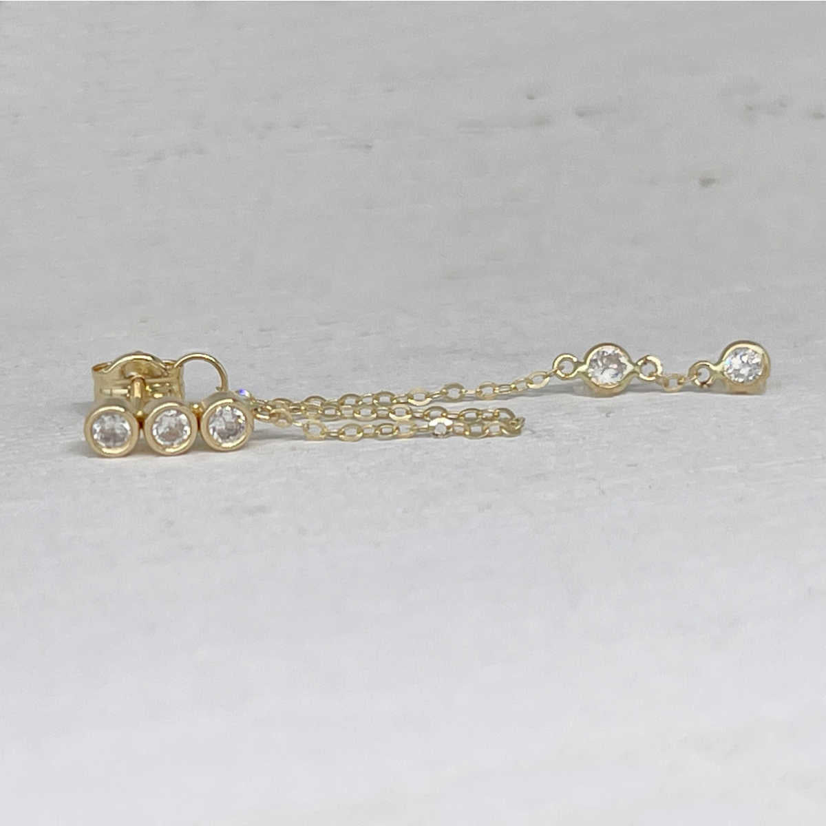 Front Back Gemstone Earring | 14k Gold Dangle Chain Stud from Two of Most Fine Jewelry