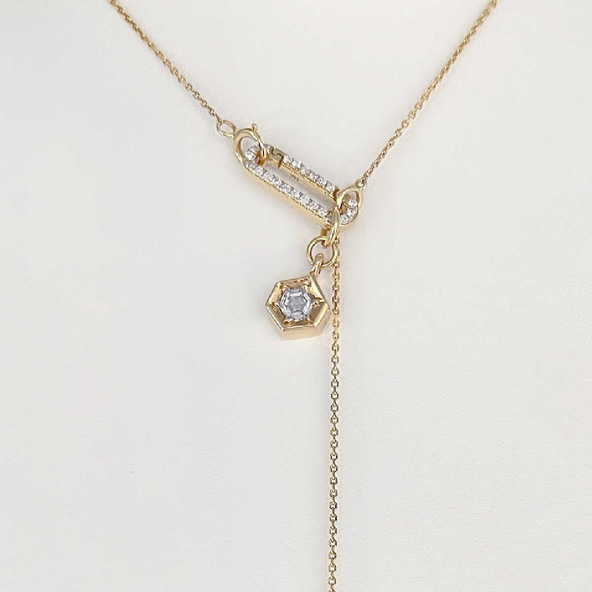 14k Gold Charm Holder with Diamond for Bracelet, Necklace, Pendant | Multiple Charm Clip Connector from Two of Most