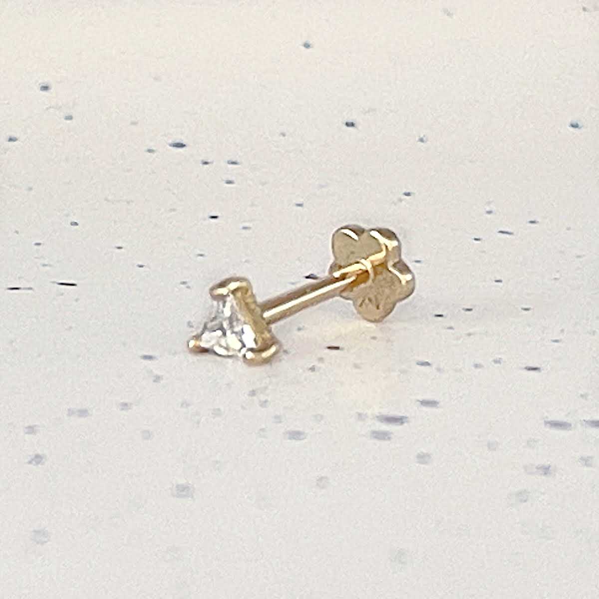 Trillion Flat Back Gold Stud Earring