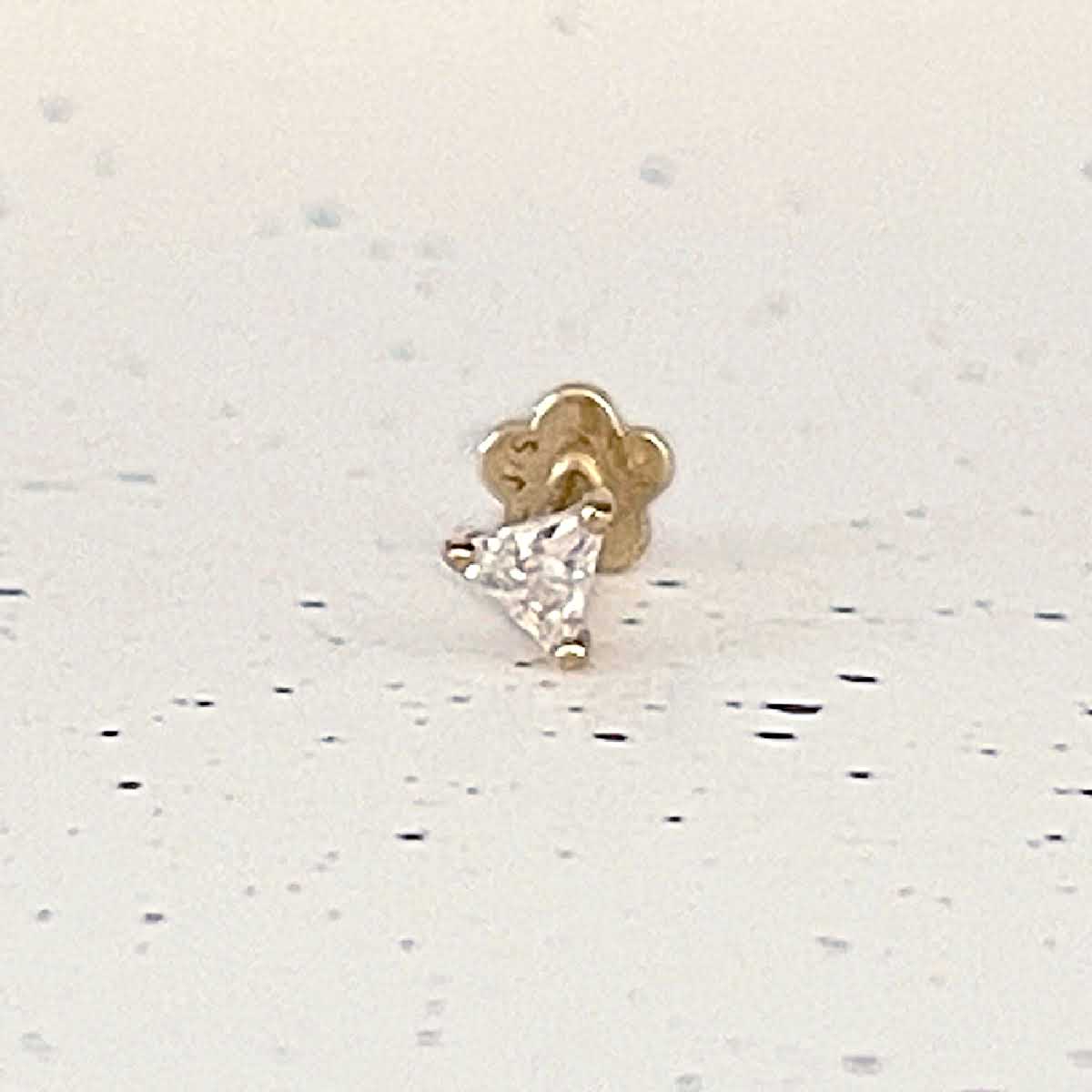 Triangle Cartilage Earring , 14k Gold & Trillion Gemstone, Two of Most Fine Jewelry