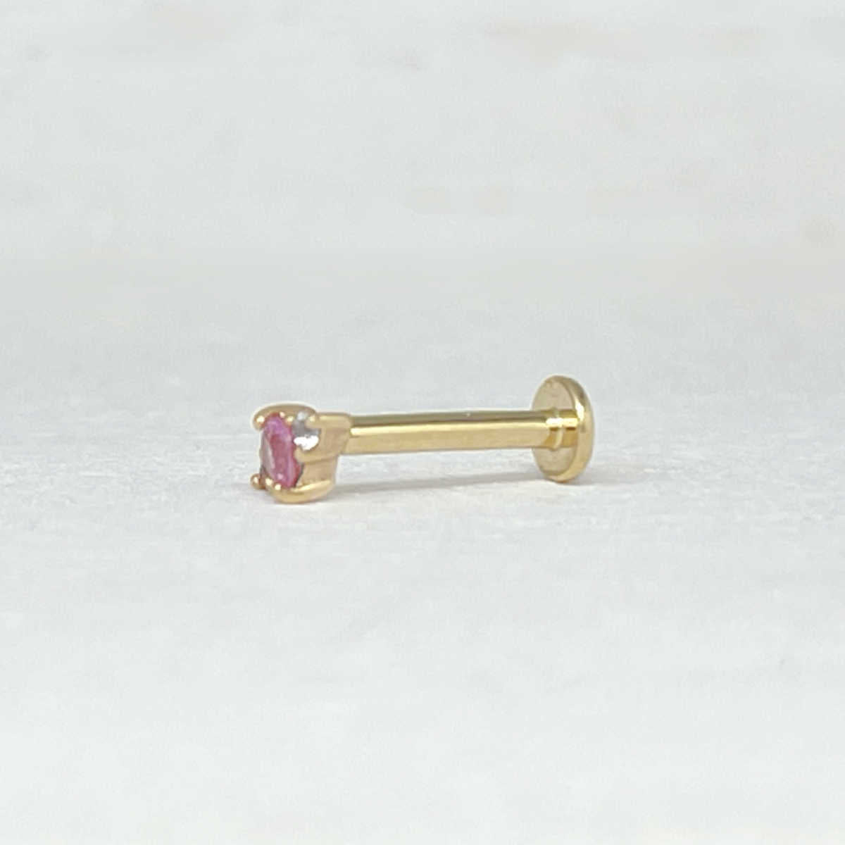 Pink Sapphire Flat Back Piercing Earring