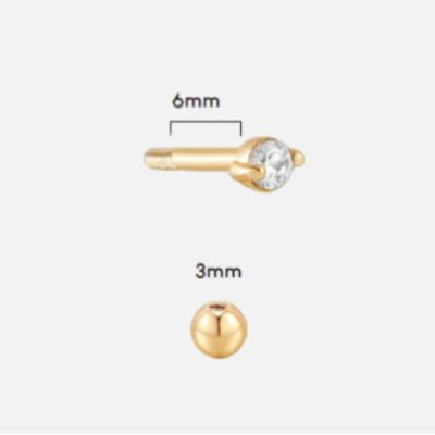 Barbell Cartilage Piercing Earring Measurements