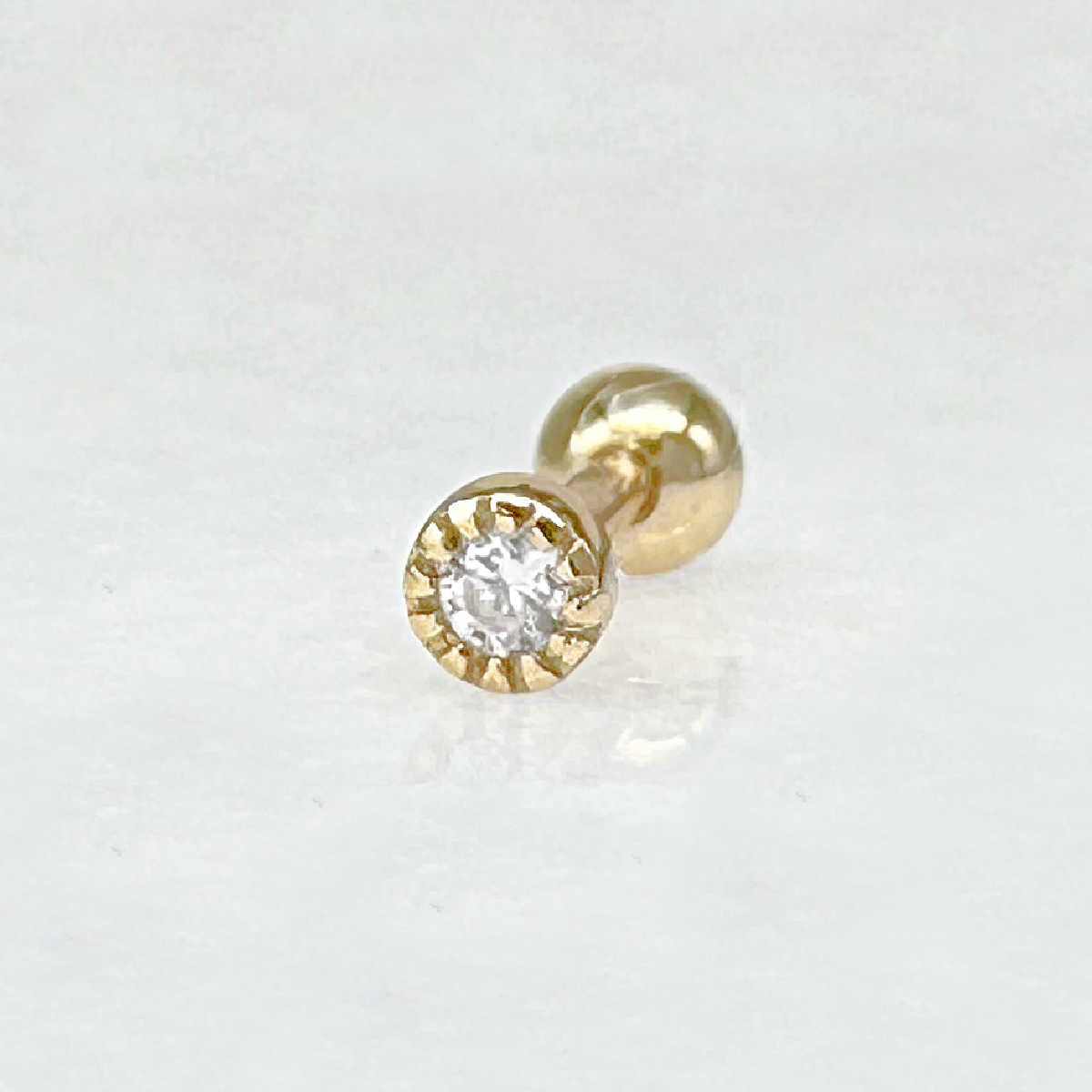 Bezel Stud Screw Back Earring | Gold Cartilage Ball Back | Helix, Conch, Barbell Piercing Jewelry
