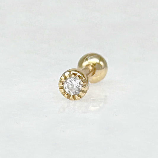 Bezel Stud Screw Back Earring | Gold Cartilage Ball Back | Helix, Conch, Barbell Piercing Jewelry