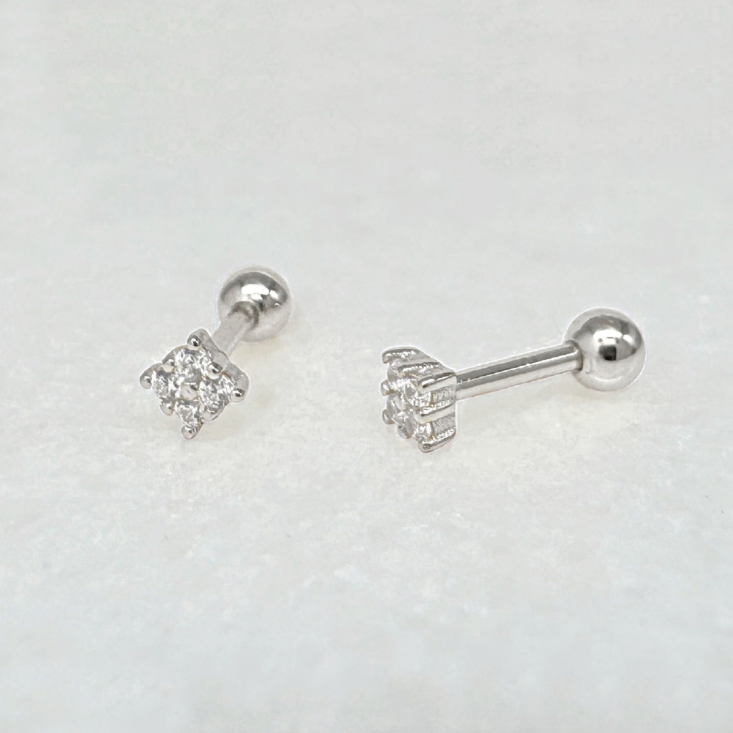 Clover Silver Screw Back Earring