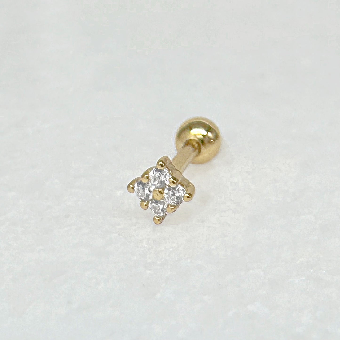 Clover Gemstone Screw Back Cartilage Earring, Gold Plated Ball Back Barbell from Two of Most