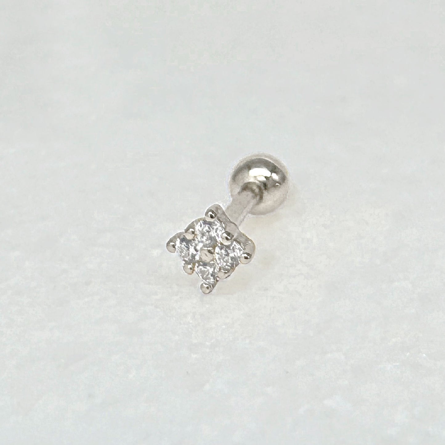 Clover Gemstone Screw Back Cartilage Earring, Sterling SIlver Ball Back Barbell from Two of Most
