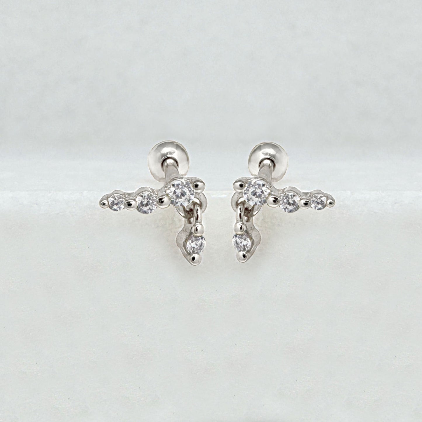 Dangle Screw Back Silver Cartilage Earring