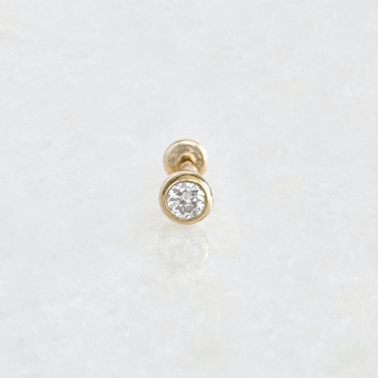 Lab Grown Diamond Earring in 14K Yellow Gold, Flat Back Cartilage Piercing Stud for Helix, Tragus, Conch or Lobe