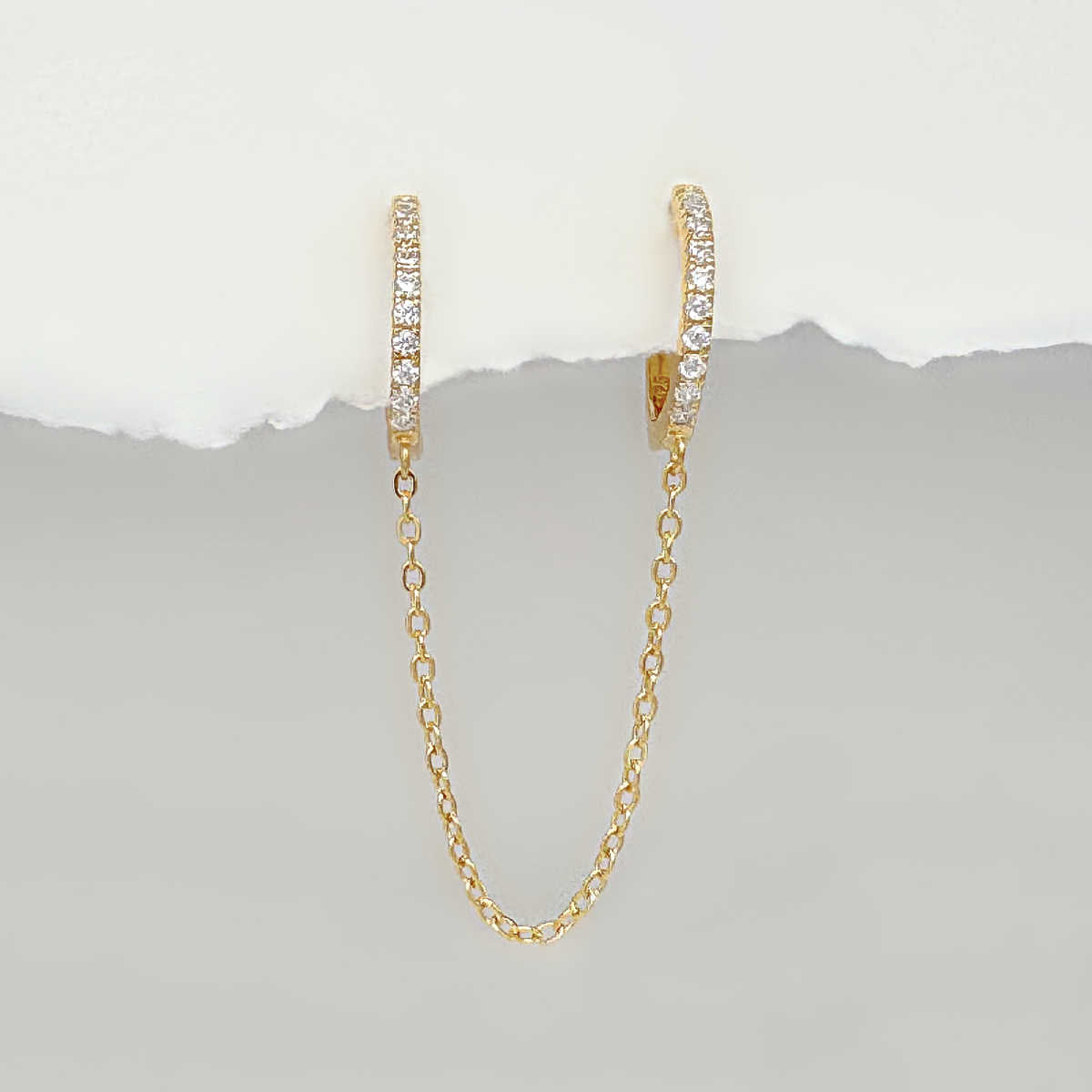 Chain Connected Hoops, Helix to Lobe Double Piercing Earrings from Two of Most