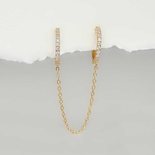 Chain Connected Hoops, Helix to Lobe Double Piercing Earrings from Two of Most