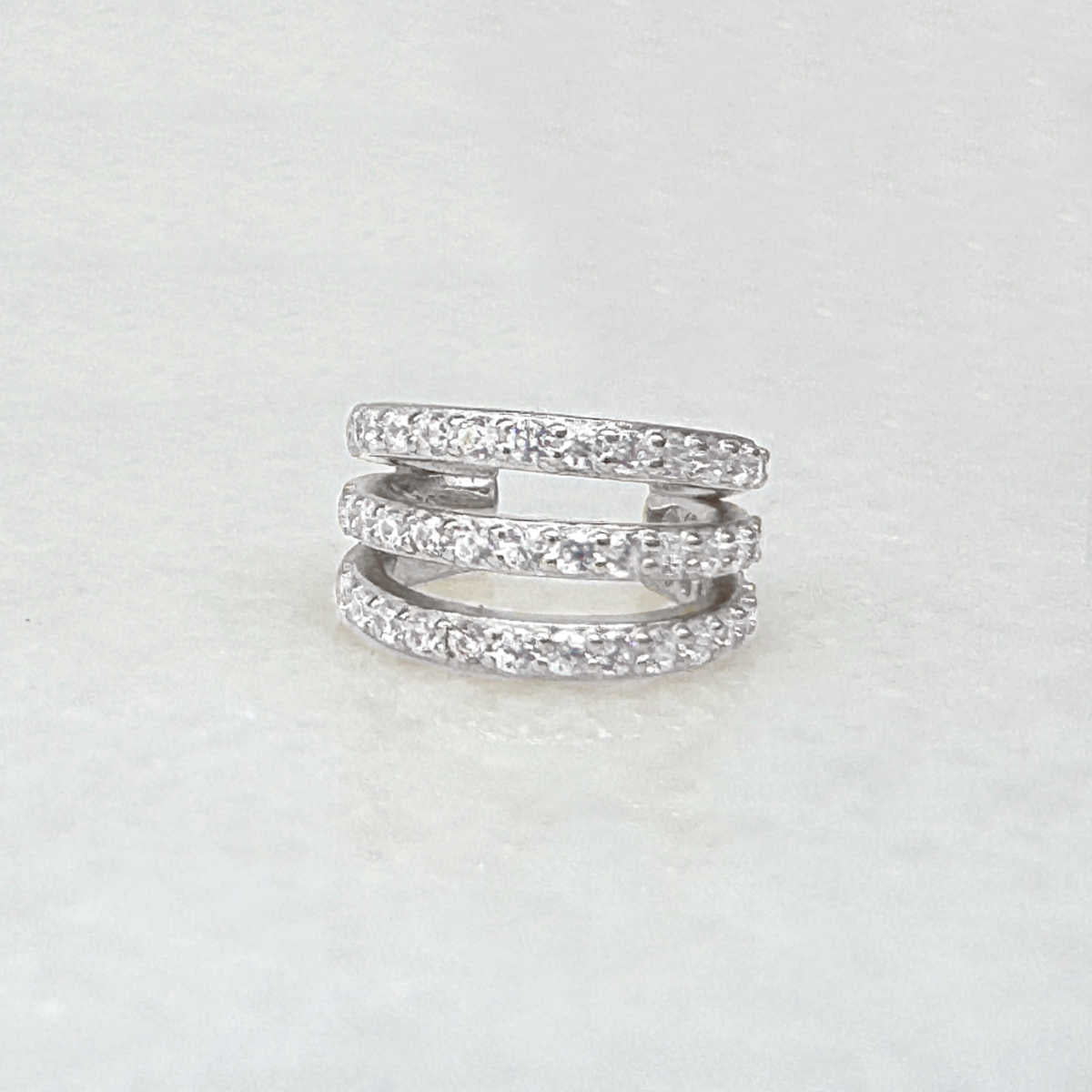 White Gold Three Row Ear Cuff