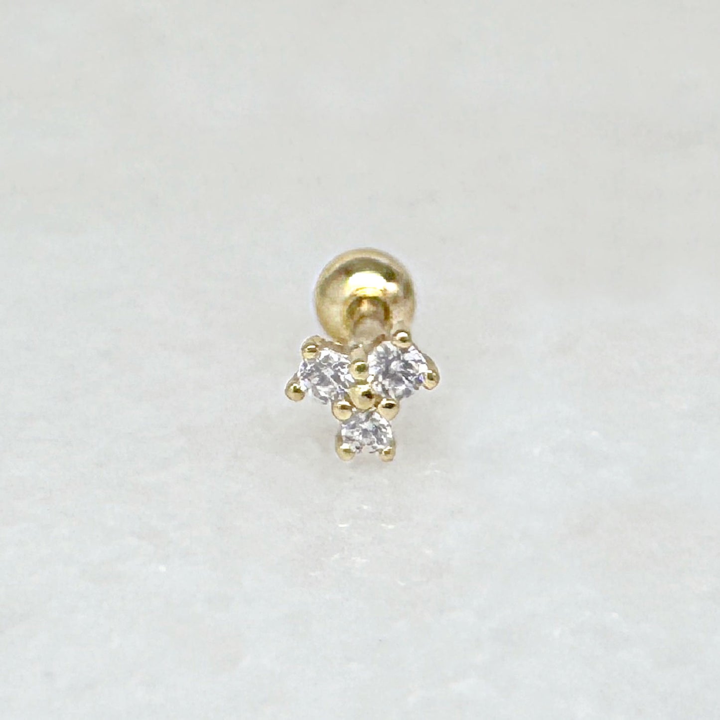 Gemstone Cluster Screw Back Earring | Gold Plated Cartilage Ball Back Barbell Stud from Two of Most