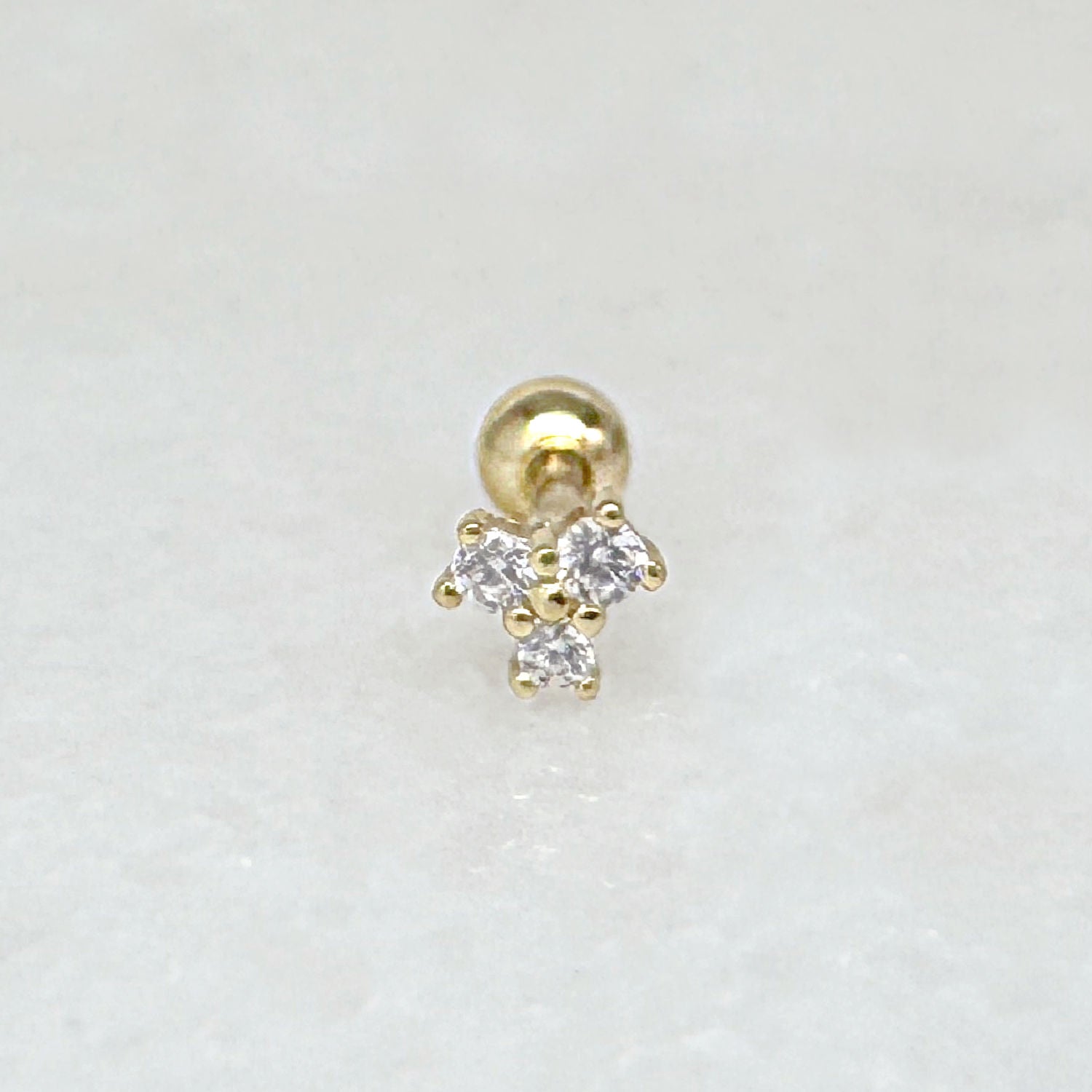Gemstone Cluster Screw Back Earring | Gold Plated Cartilage Ball Back Barbell Stud from Two of Most