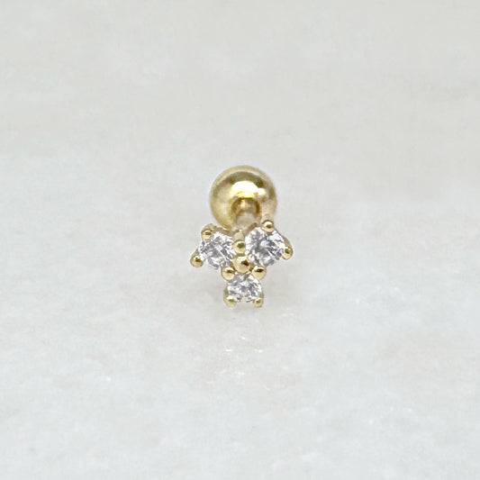 Gemstone Cluster Screw Back Earring | Gold Plated Cartilage Ball Back Barbell Stud from Two of Most