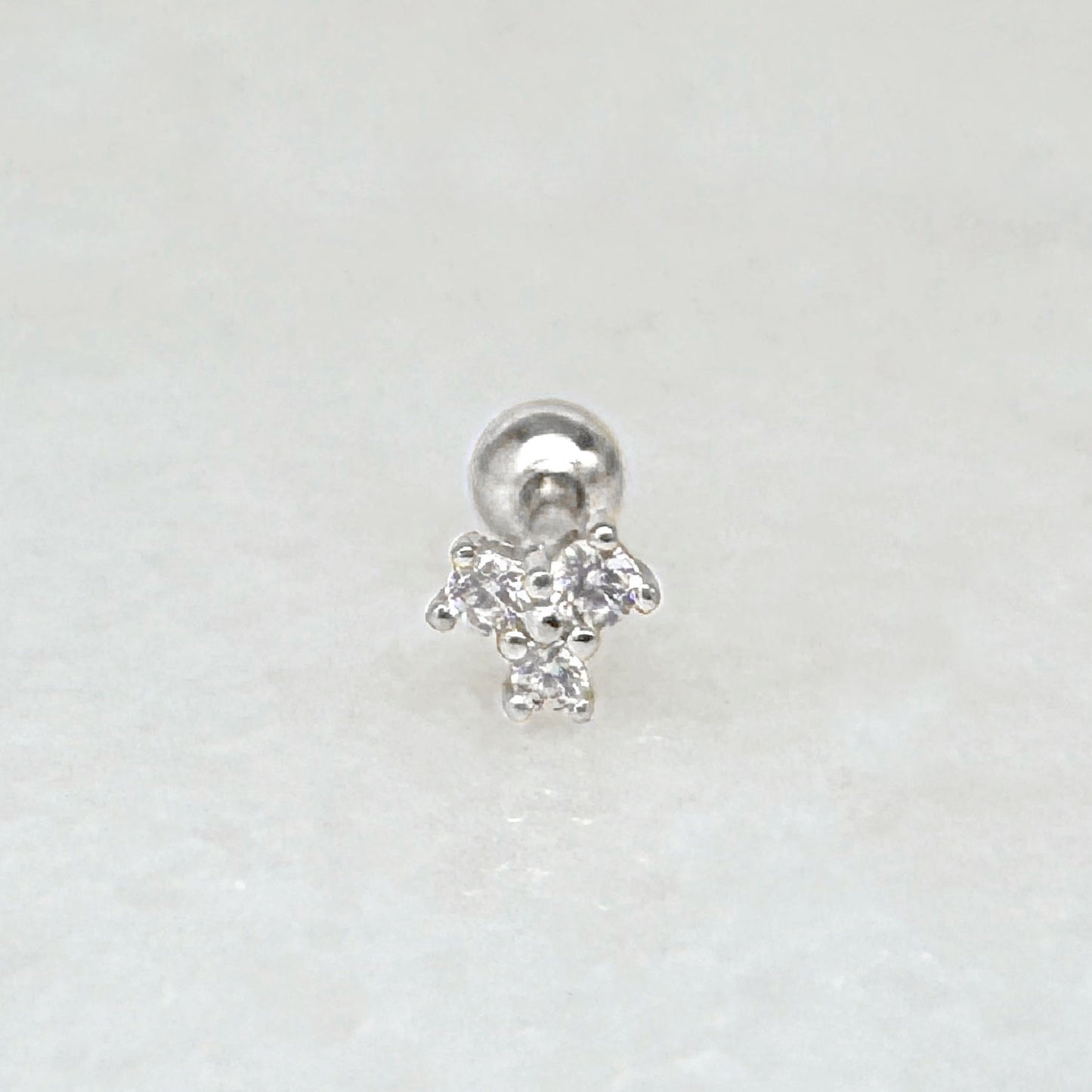 Silver Cluster Screw Back Earring