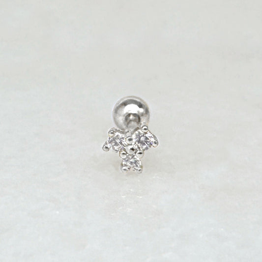 Silver Cluster Screw Back Earring