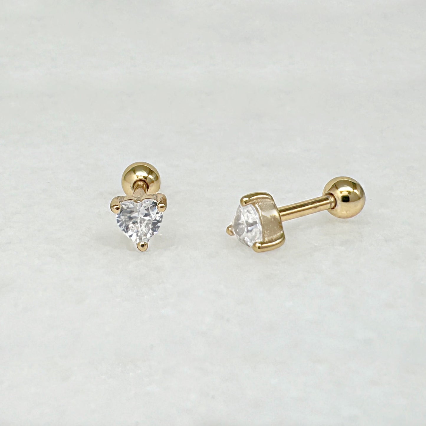 Flower Gemstone Screw Back Earring | Gold Plated Cartilage Ball Back Barbell Stud from Two of Most