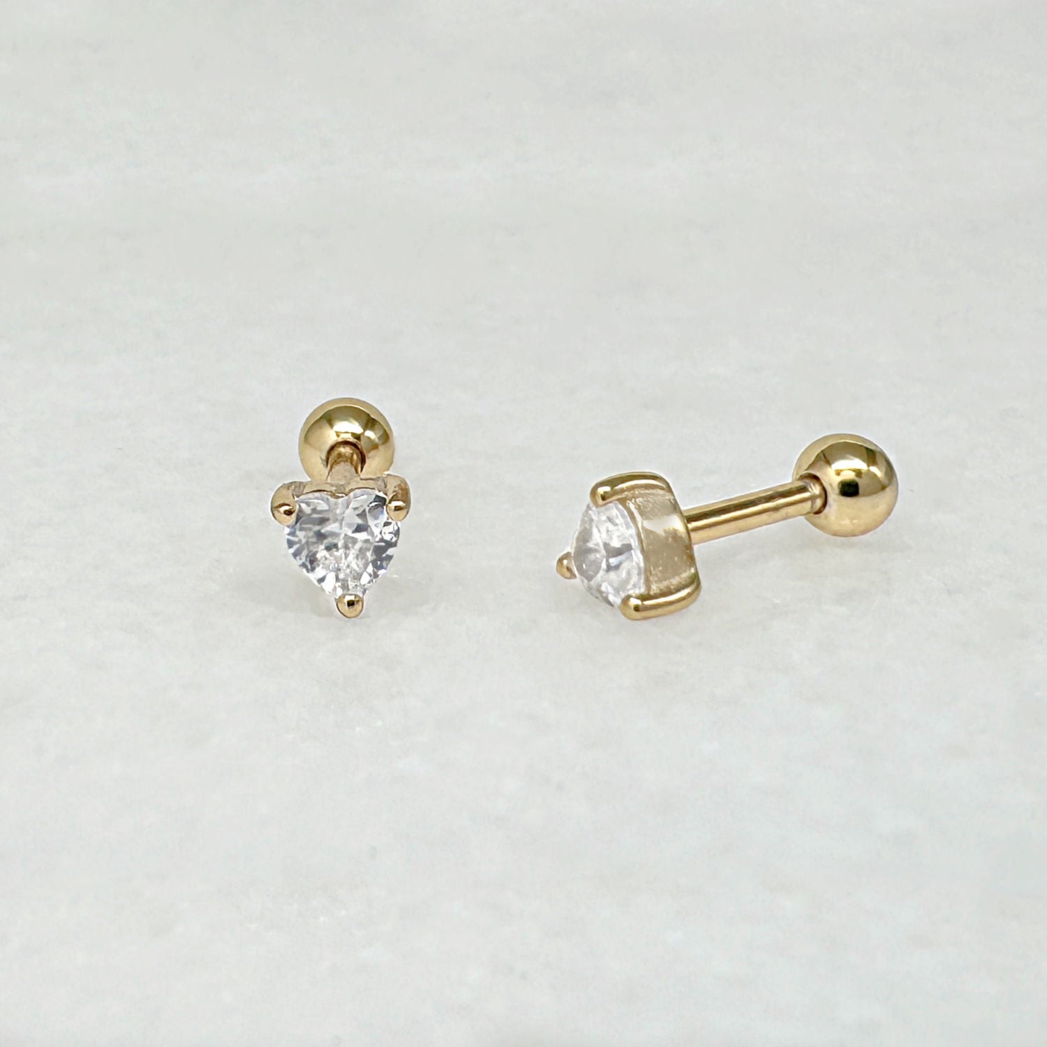 Flower Gemstone Screw Back Earring | Gold Plated Cartilage Ball Back Barbell Stud from Two of Most