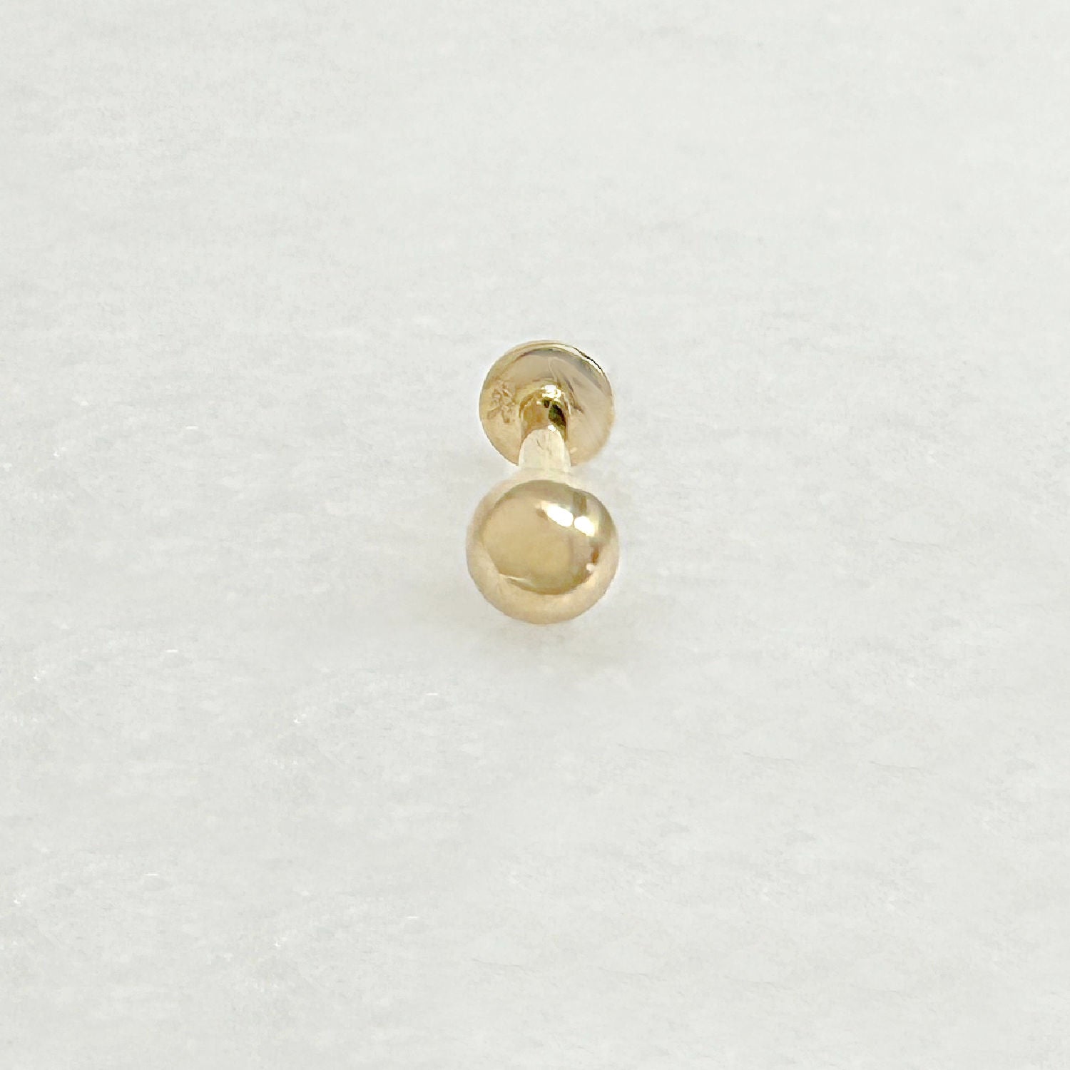 Gold Ball Unisex Cartilage Earring | 14k Flat Back Helix, Tragus, Conch Stud from Two of Most