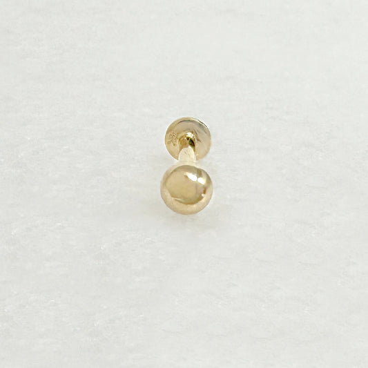 Gold Ball Unisex Cartilage Earring | 14k Flat Back Helix, Tragus, Conch Stud from Two of Most