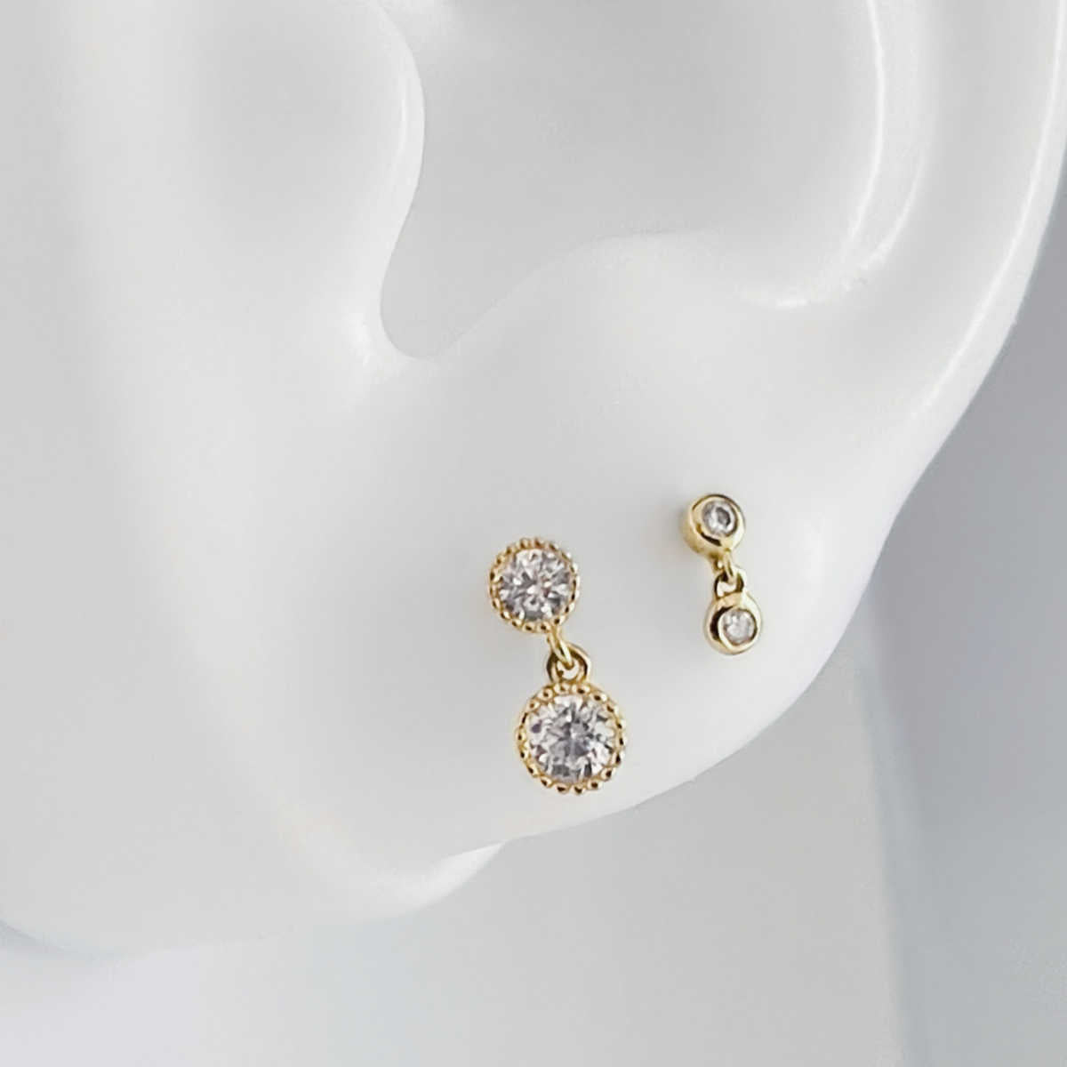 Gemstone Dangle Helix Earring | 14k Gold Flat Back Piercing Stud