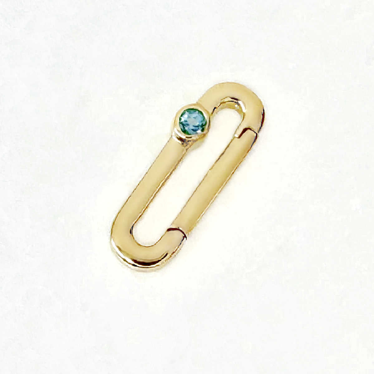 Gold Charm Holder with Blue Topaz  Necklace Connector Clip – Two