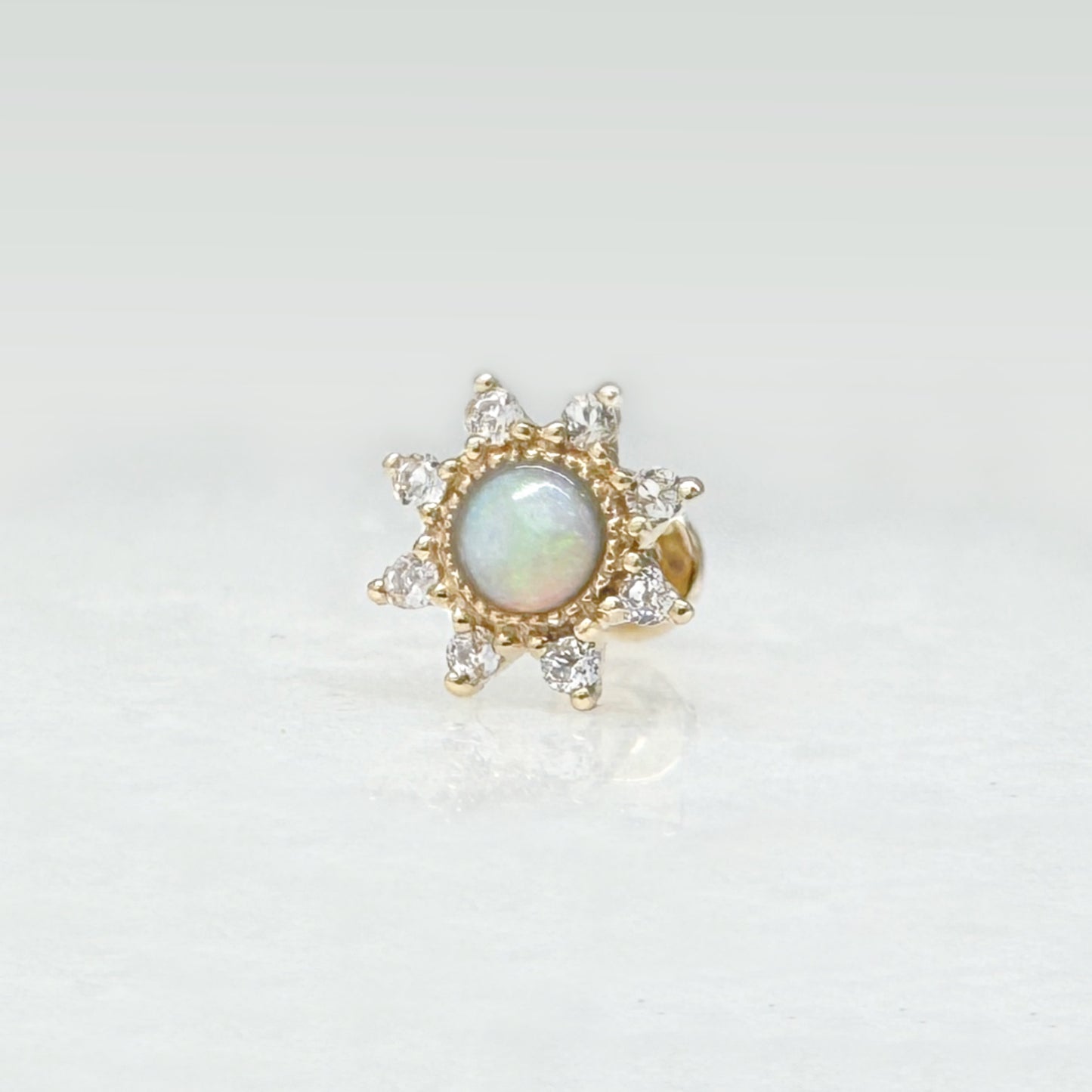 Opal Starburst Flat Back Earring | 14k Gold Helix, Tragus, Lobe Stud from Two of Most