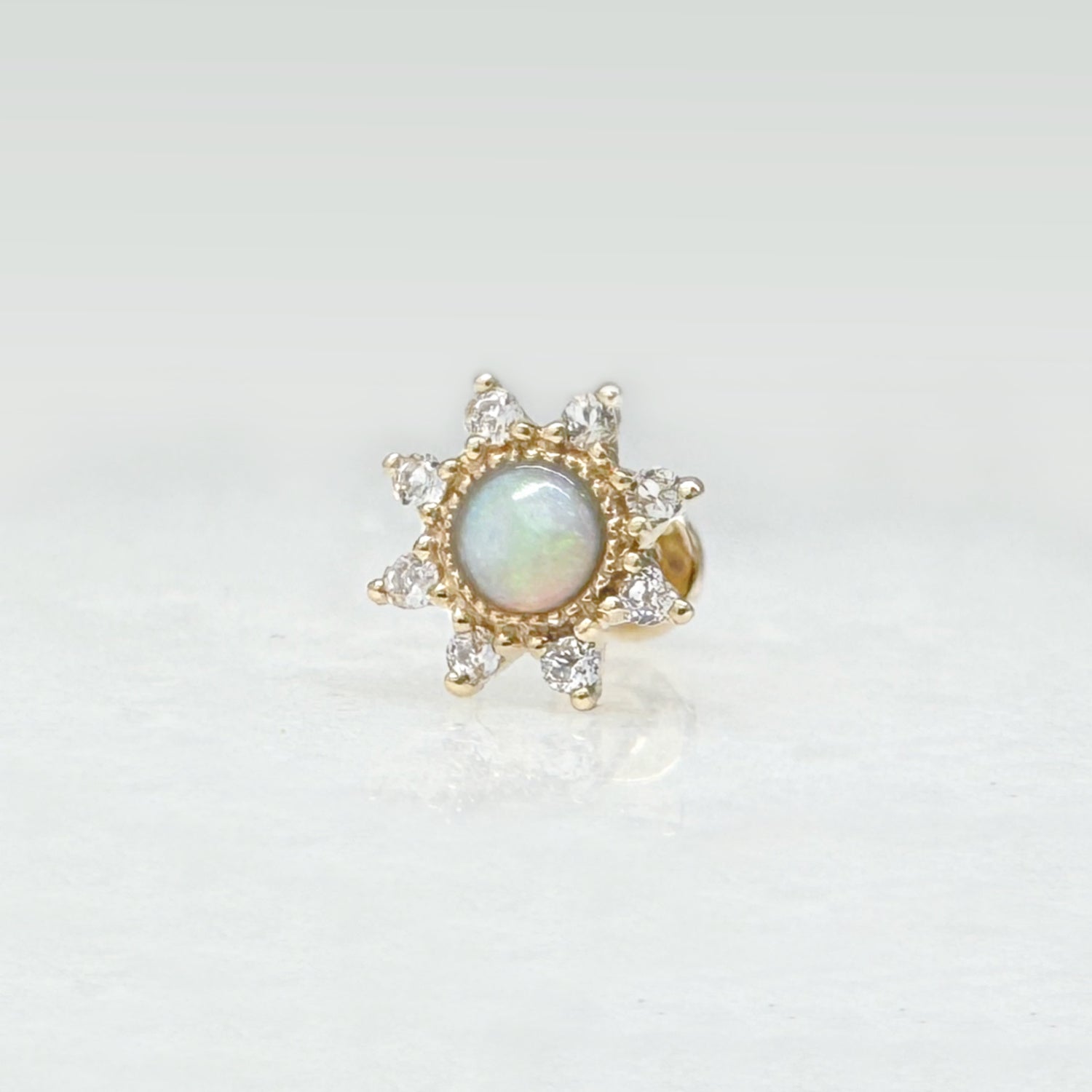Opal Starburst Flat Back Earring | 14k Gold Helix, Tragus, Lobe Stud from Two of Most