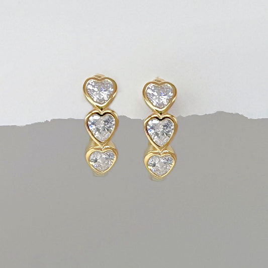Gold Heart Shaped Gemstone Hoop Earrings, Small Helix or Lobe Huggies from Two of Most