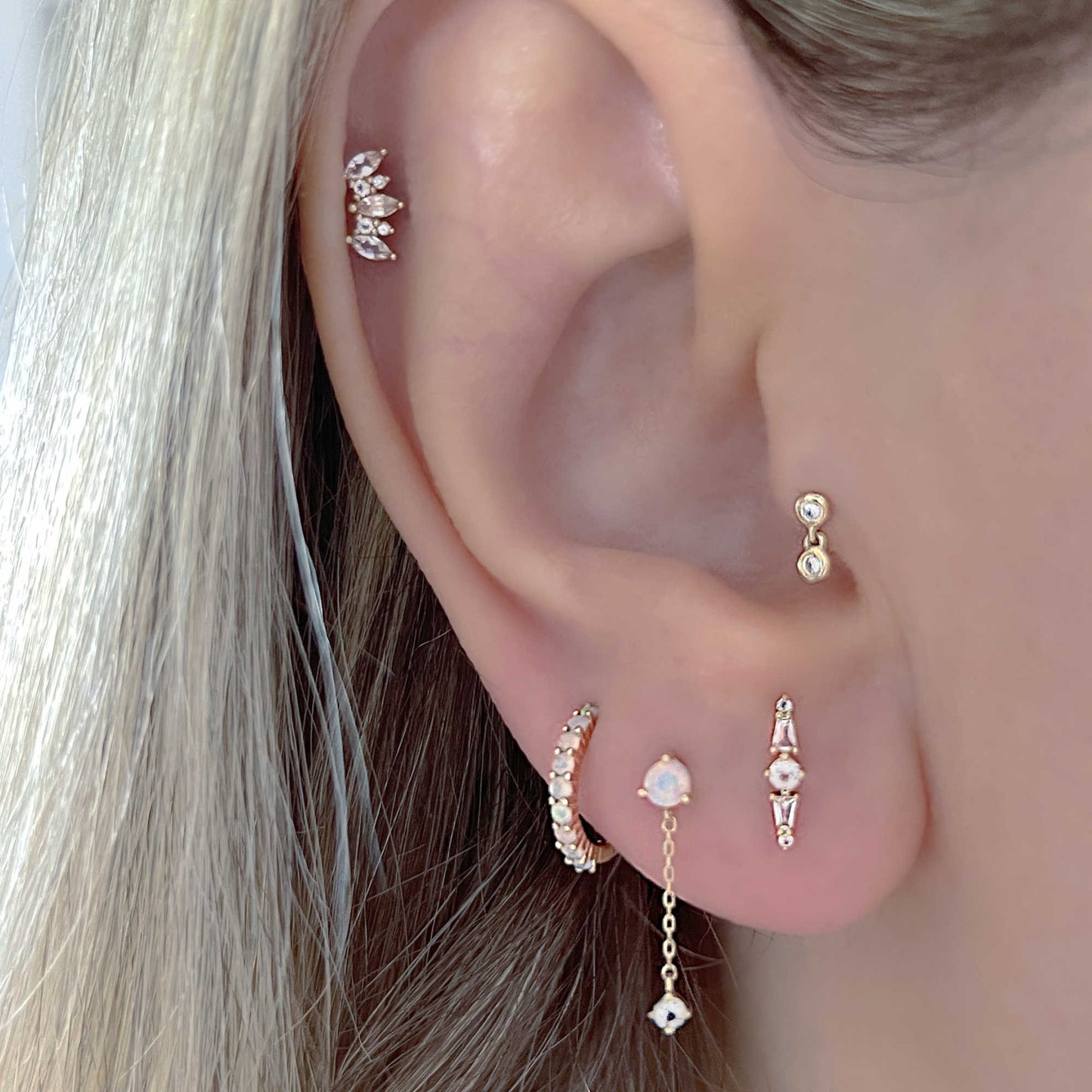 Gemstone Spike Earring | 14K Gold Flat Back Cartilage Piercing Studs from Two of Most