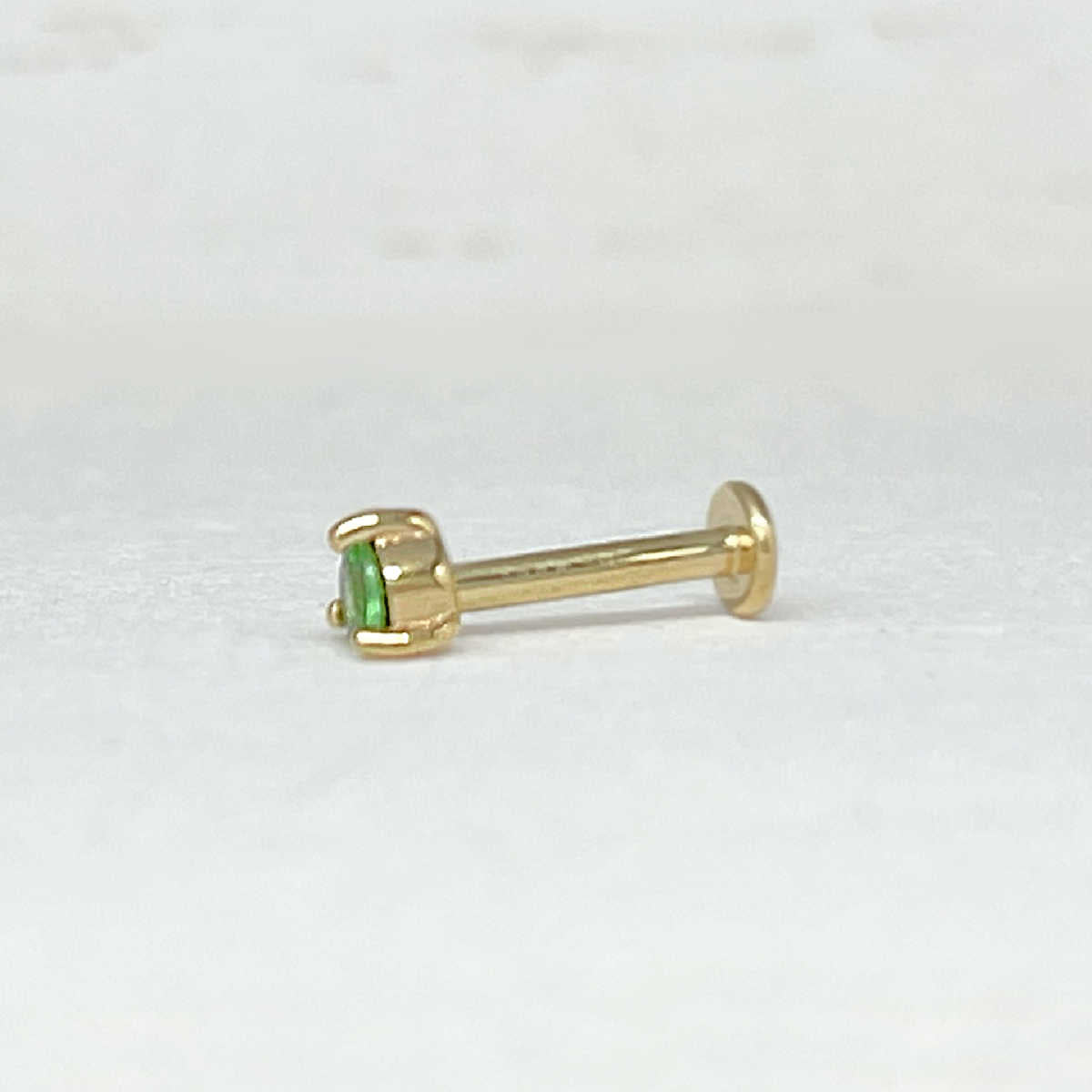 Green Tsavorite Garnet Stud | Flat Back Gold Cartilage Piercing Earrings from Two of Most
