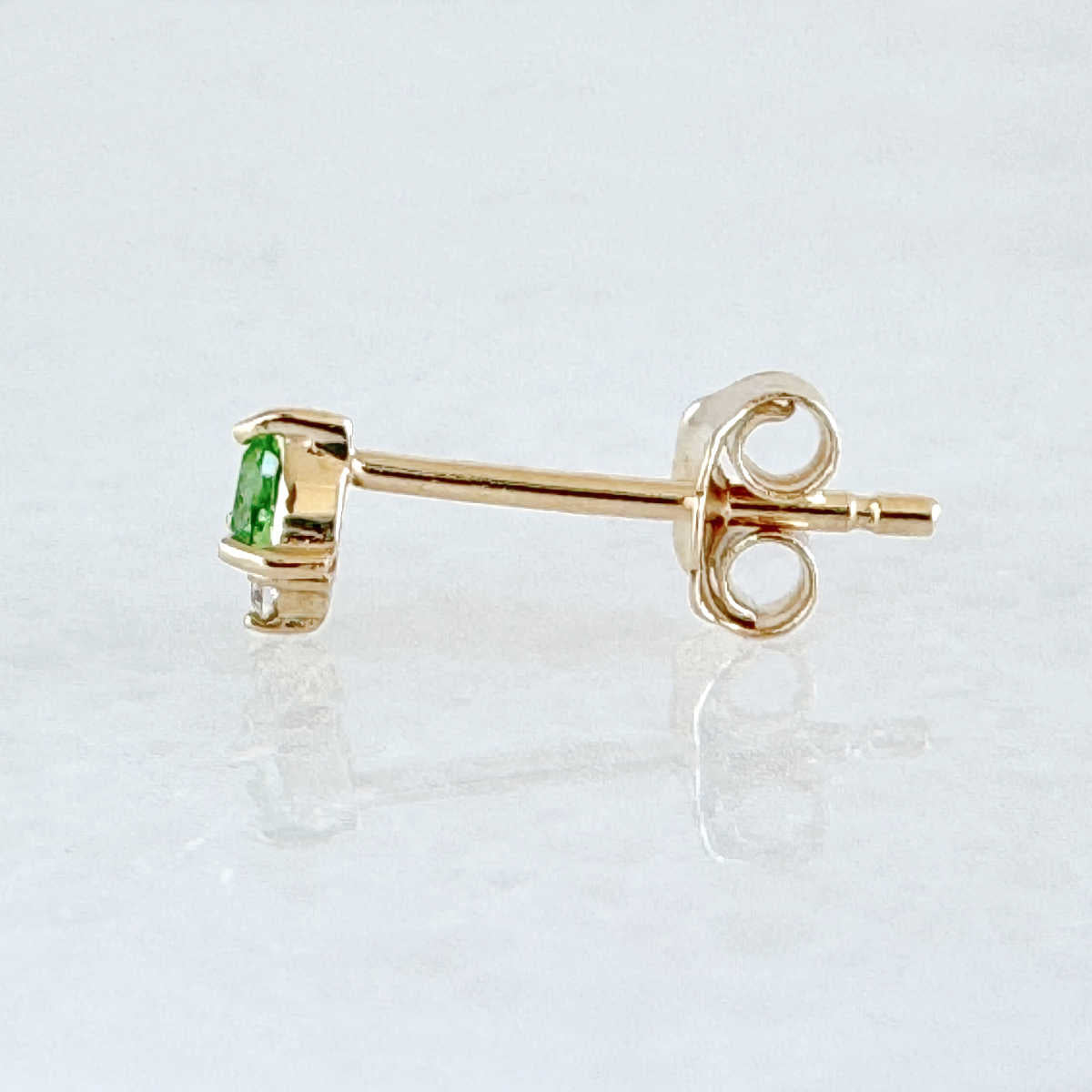 Tsavorite & White Sapphire Gold Stud Earrings
