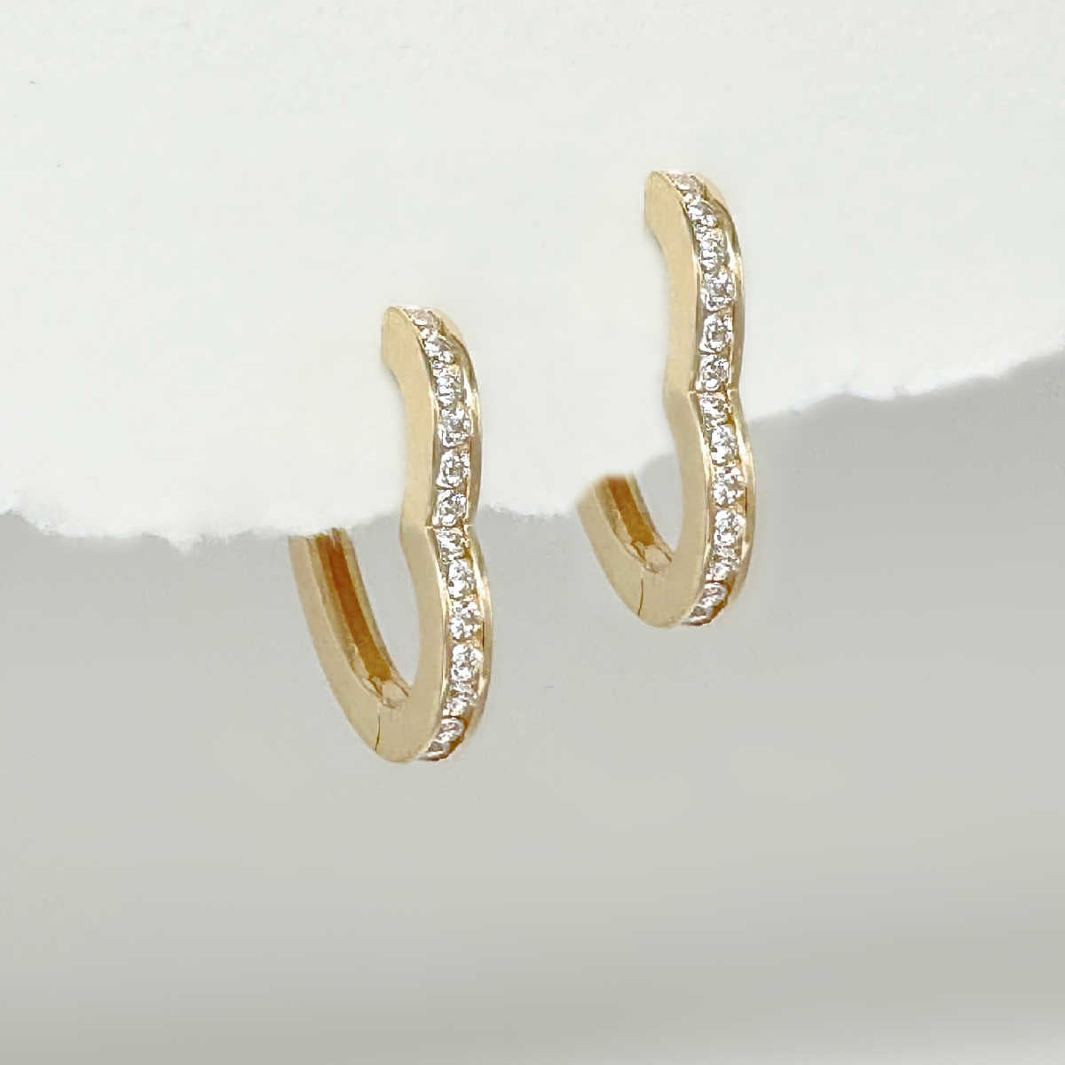 14k outlet solid Gold heart Hoop Earrings