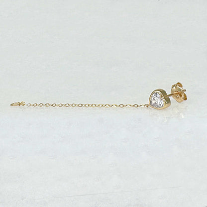 Heart Shaped Gold Connector Earring