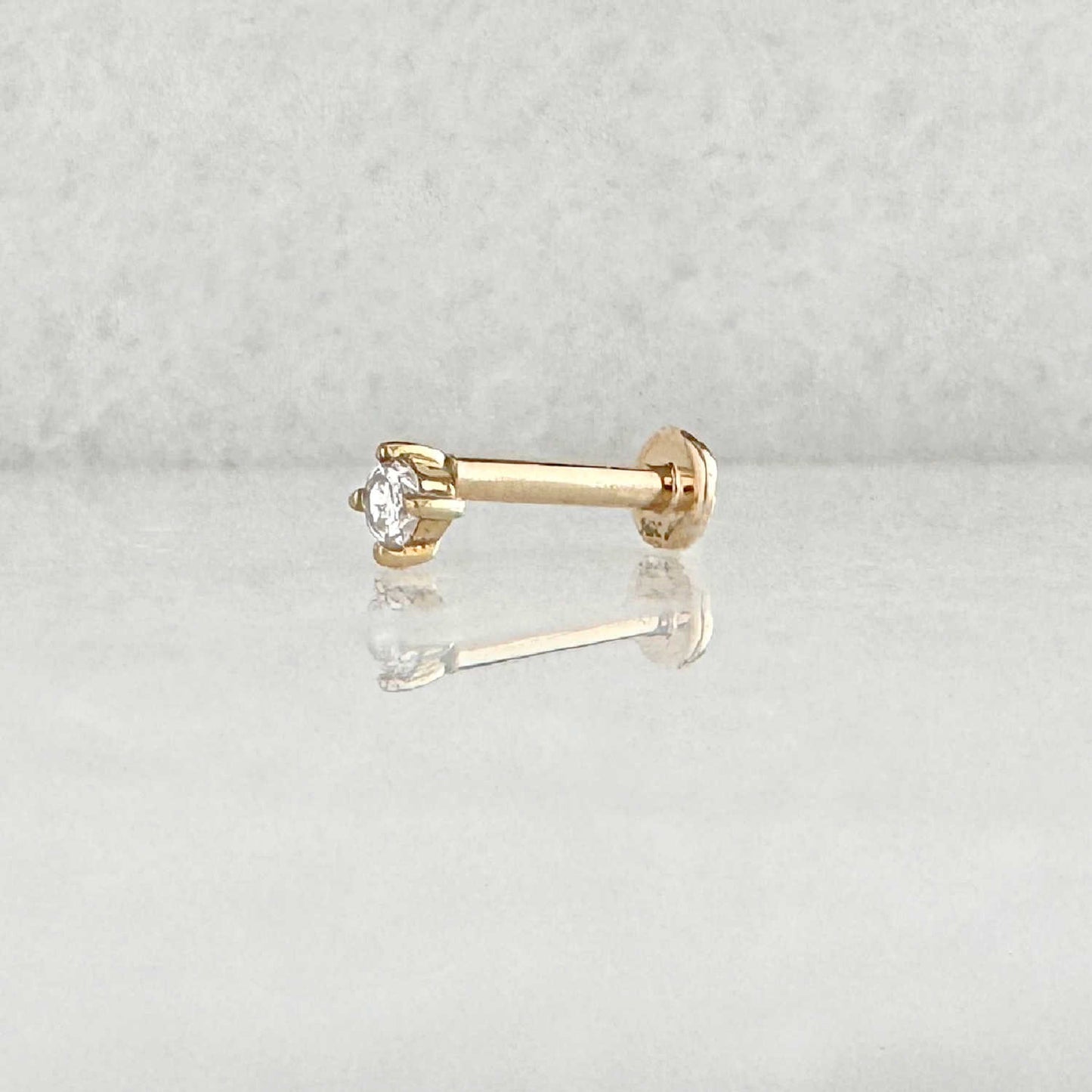 Flat Back 14k Lab Grown Diamond Earring, side view