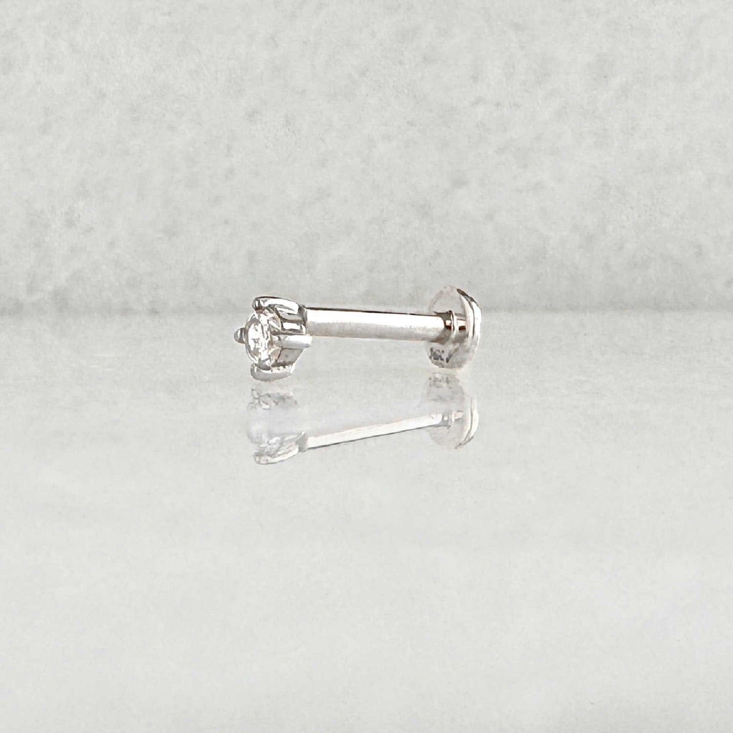Flat Back 14k White Gold Lab Grown Diamond Earring, side view