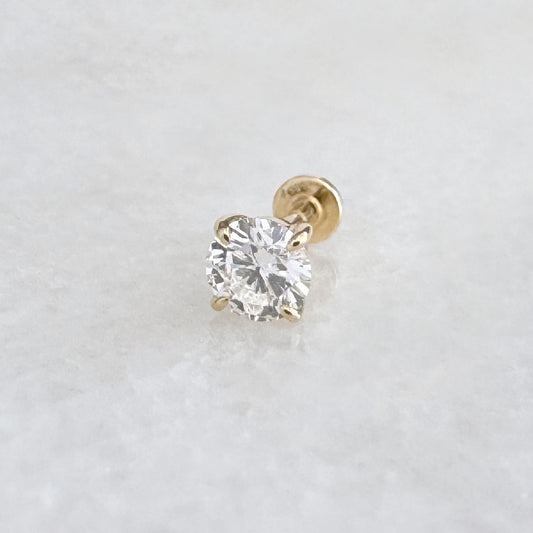 Flat Back Lab Grown Diamond Earring , 14k Gold Stud for Helix, Tragus or Conch Piercing, Cartilage Jewelry from Two of Most