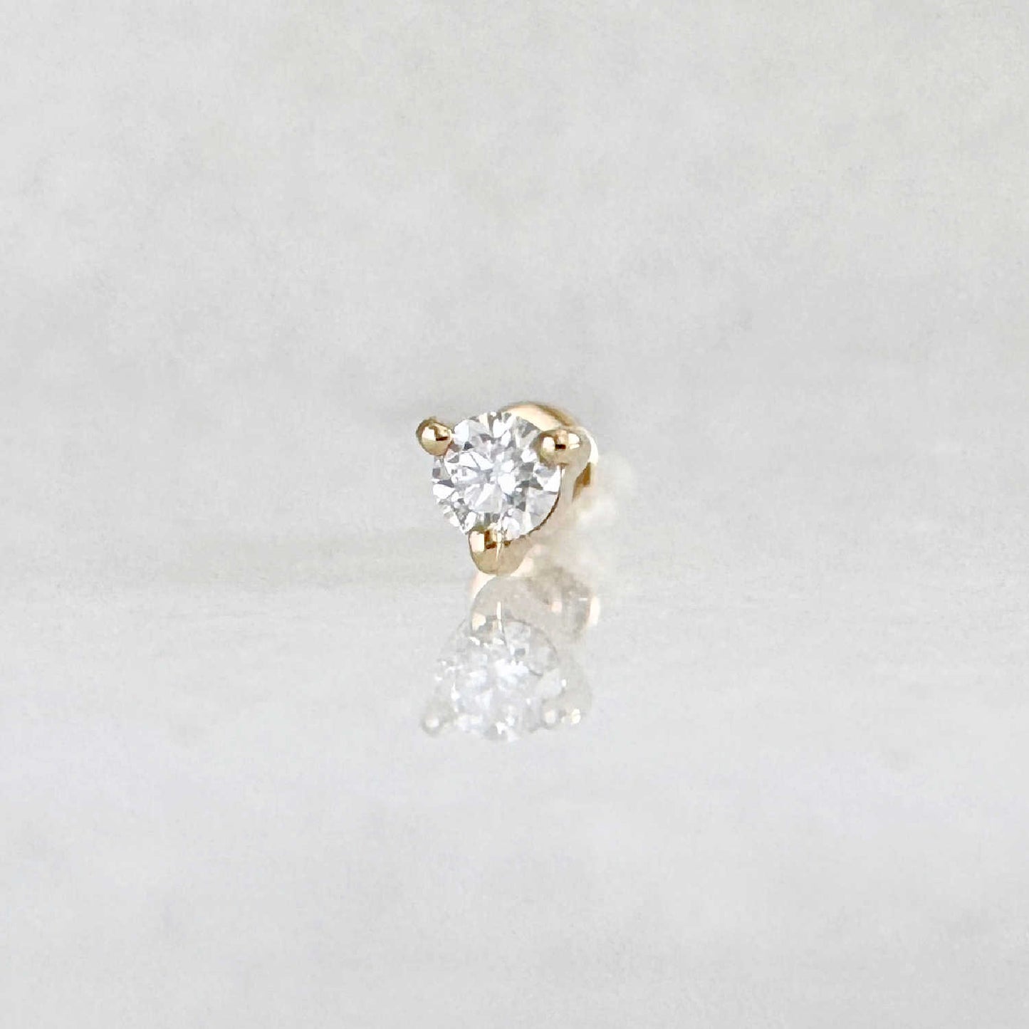 Flat Back Lab Grown Diamond Earring , 14k Gold Cartilage Stud for Helix, Tragus or Conch Piercing