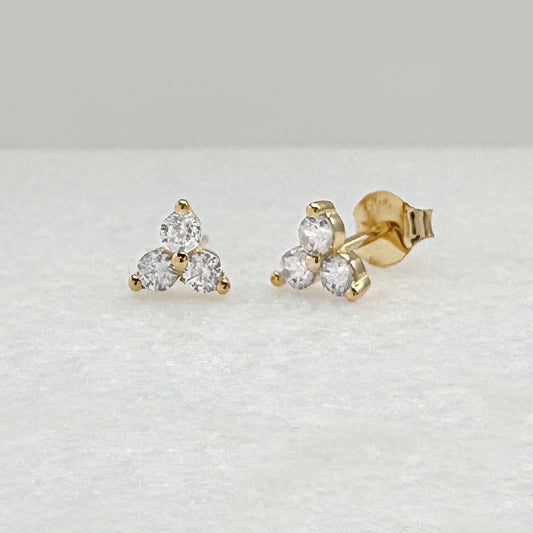 Large Trinity Gemstone Cluster Stud Earrings, 18k Gold Plated Sterling Silver Jewelry from Two of Most