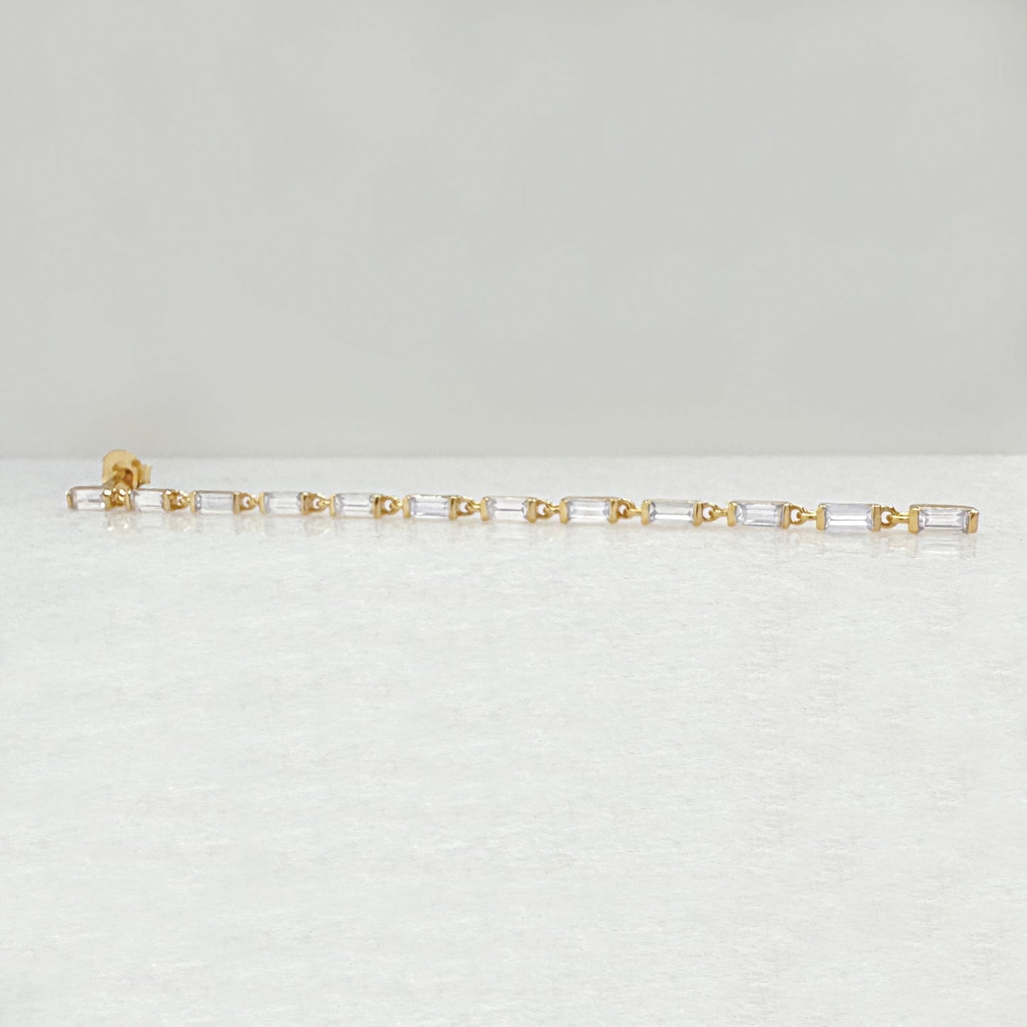 Long Baguette Line Drop Tennis Earrings | Dangle Chain Studs from Two of Most