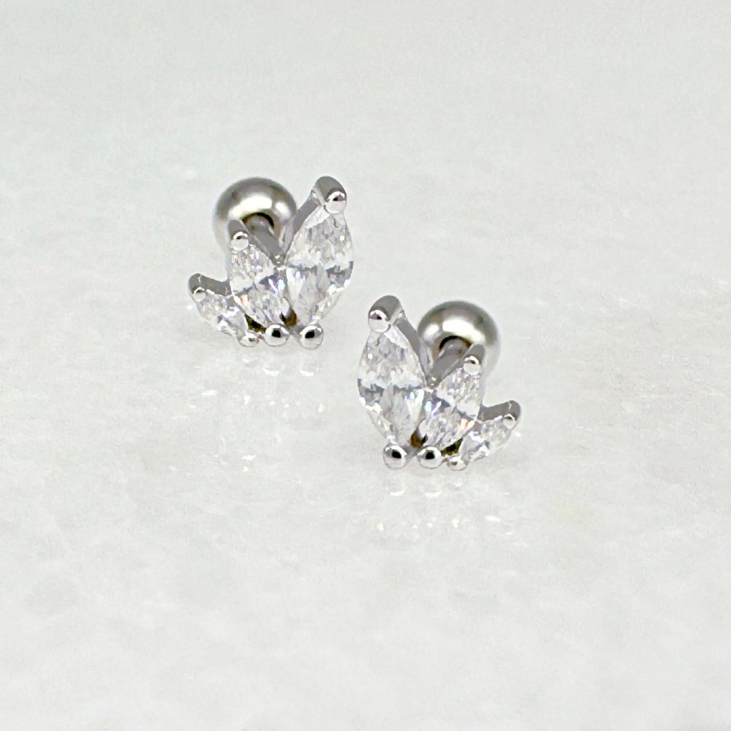 Lotus Gemstone Nap Earring | Screw Back Cartilage Barbell Studs from Two of Most