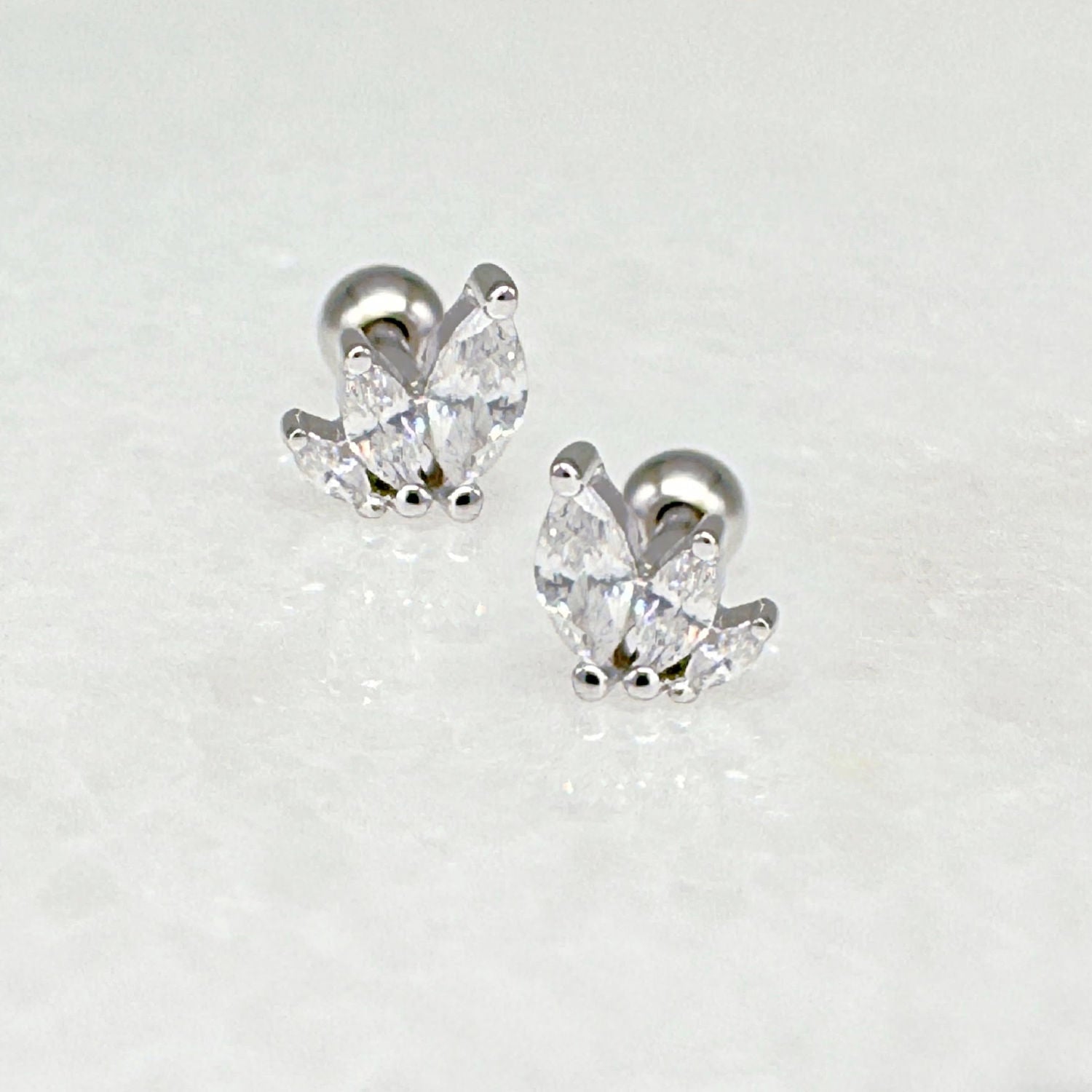 Lotus Gemstone Nap Earring | Screw Back Cartilage Barbell Studs from Two of Most