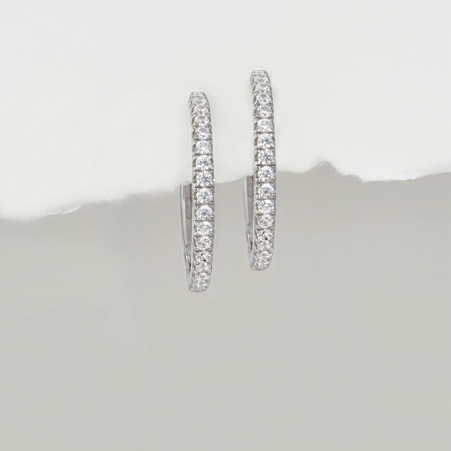 Sterling Silver & Gemstone Hoops | Medium Cubic Zirconia Huggie Earrings from Two of Most