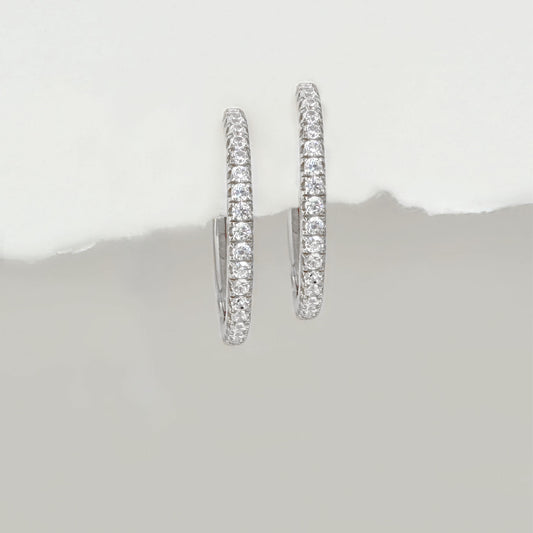 Sterling Silver & Gemstone Hoops | Medium Cubic Zirconia Huggie Earrings from Two of Most
