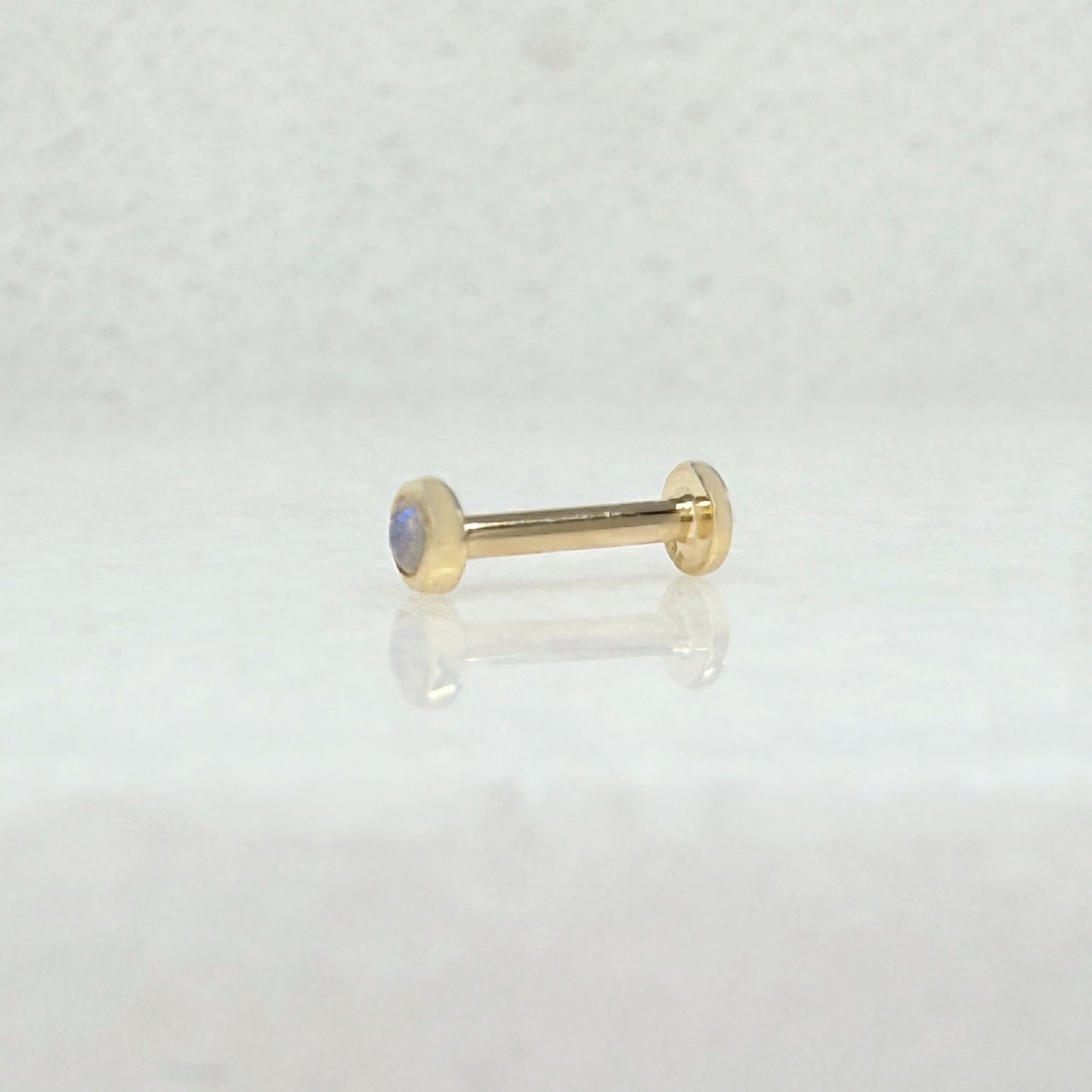 Opal Bezel Flat Back Gold Earring