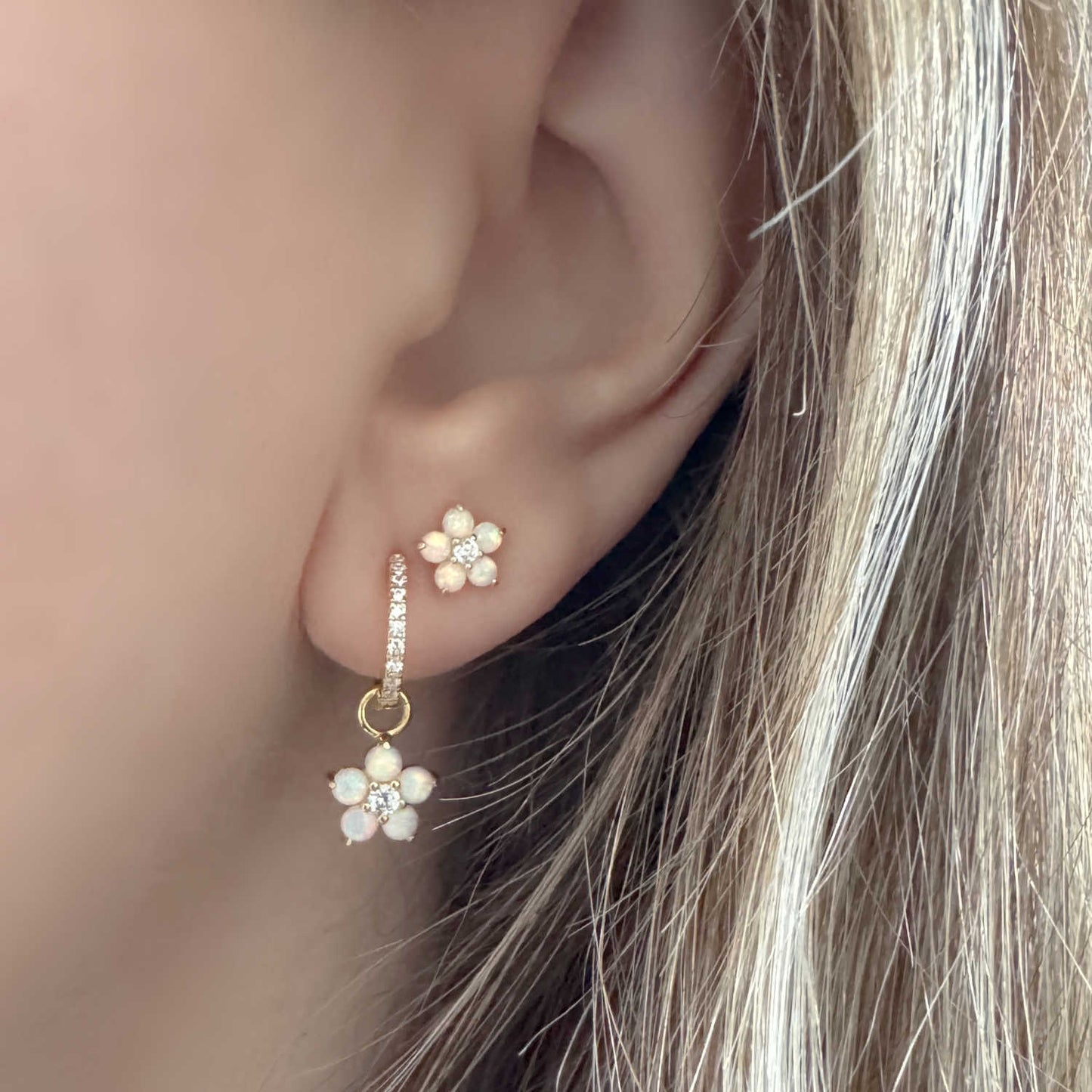 Opal Flower Stud Earrings